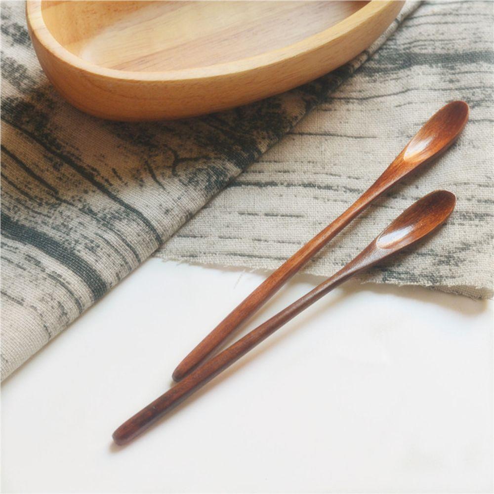 Spoon Rice Soup Desserts Condiment Long Handle Wooden Spoon Honey Tea Scoops Coffee Accessories