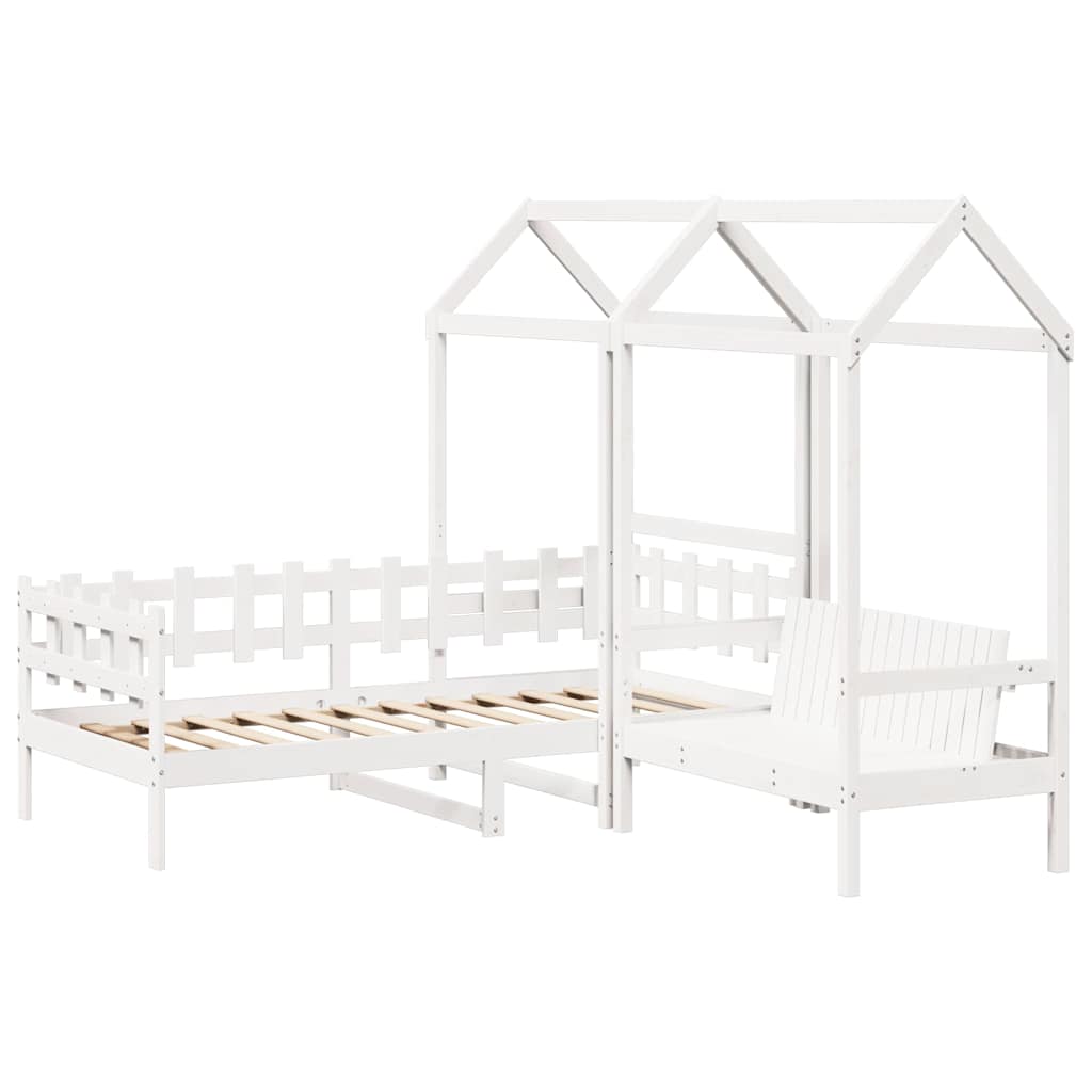 Daybed and Bench with Canopy White 80x200 cm Pine Wood