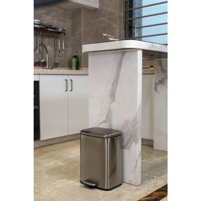 Мусорное ведро из нержавеющей стали для дома, большая гостиная, высокий уровень внешнего вида, с крышкой, педалью, квадратный мусорный бак
