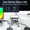 Настольное зарядное устройство 120 Вт USB Универсальное Многопортовое PD Быстрое зарядное устройство с многоцветной подсветкой для мобильных телефонов и ноутбуков