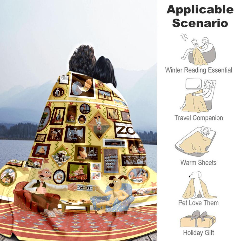 Wallace Gromit Blanket, High quality Comfortable for All Seasons, Home Decor, Warmth and Comfort