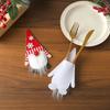 Cartoon Santa Claus Silverware Holder Cute Xmas Tableware Storage Bag  Holiday Dinner