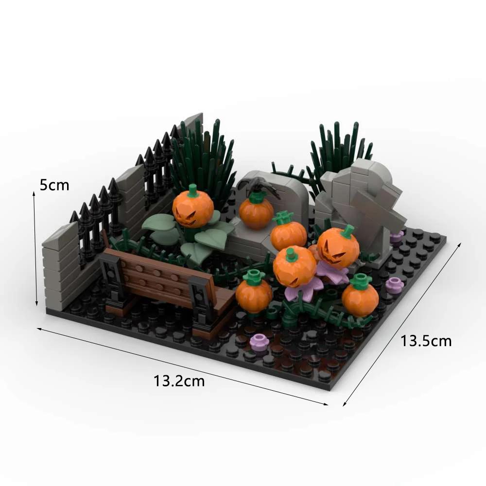 МОК Хэллоуин-тематическая ужасающая атмосфера маленькая сцена украшение из строительных блоков, DIY кладбище маленькая модель из строительных блоков