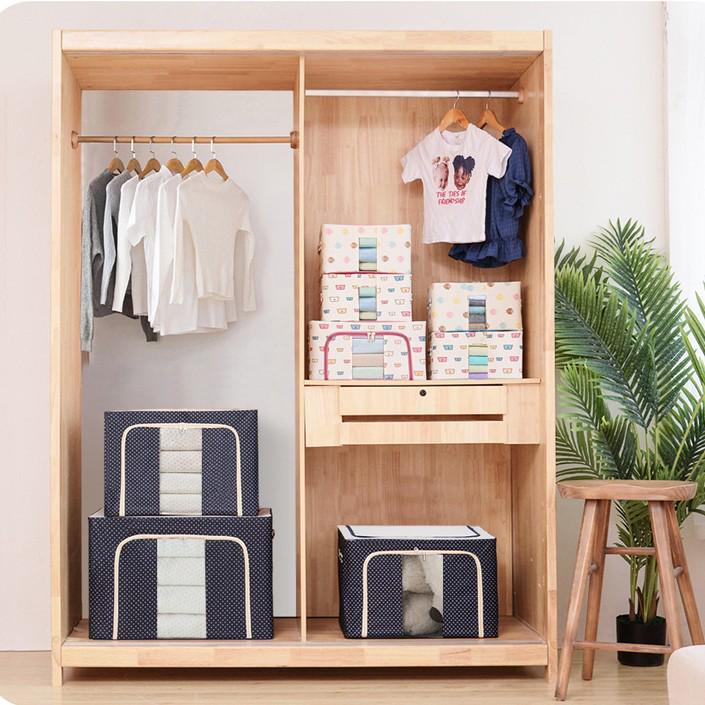 Водонепроницаемый ящик для хранения из ткани Оксфорд со стальным каркасом и прозрачным складным дизайном для гардероба, автомобиля или хранения одеял.