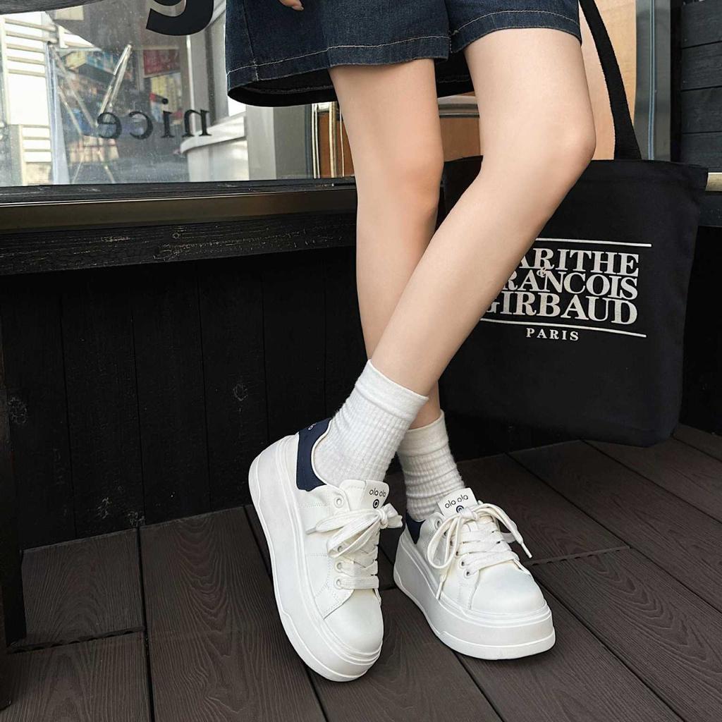 White Sneakers Women's 2025 Spring New Platform White Shoes Ugly Cute Big Head Bread Shoes Heightening Casual Board Shoes