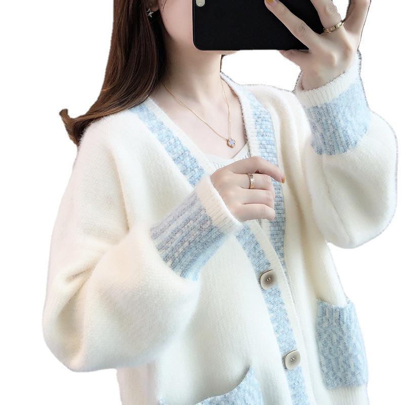 2024 Women's Mink Fleece Knit Cardigan - Loose Fit Sweater for Early Autumn