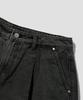 AGOD One-Pleat Wide Slub Washed Denim Bermuda Shorts [Dust Black]