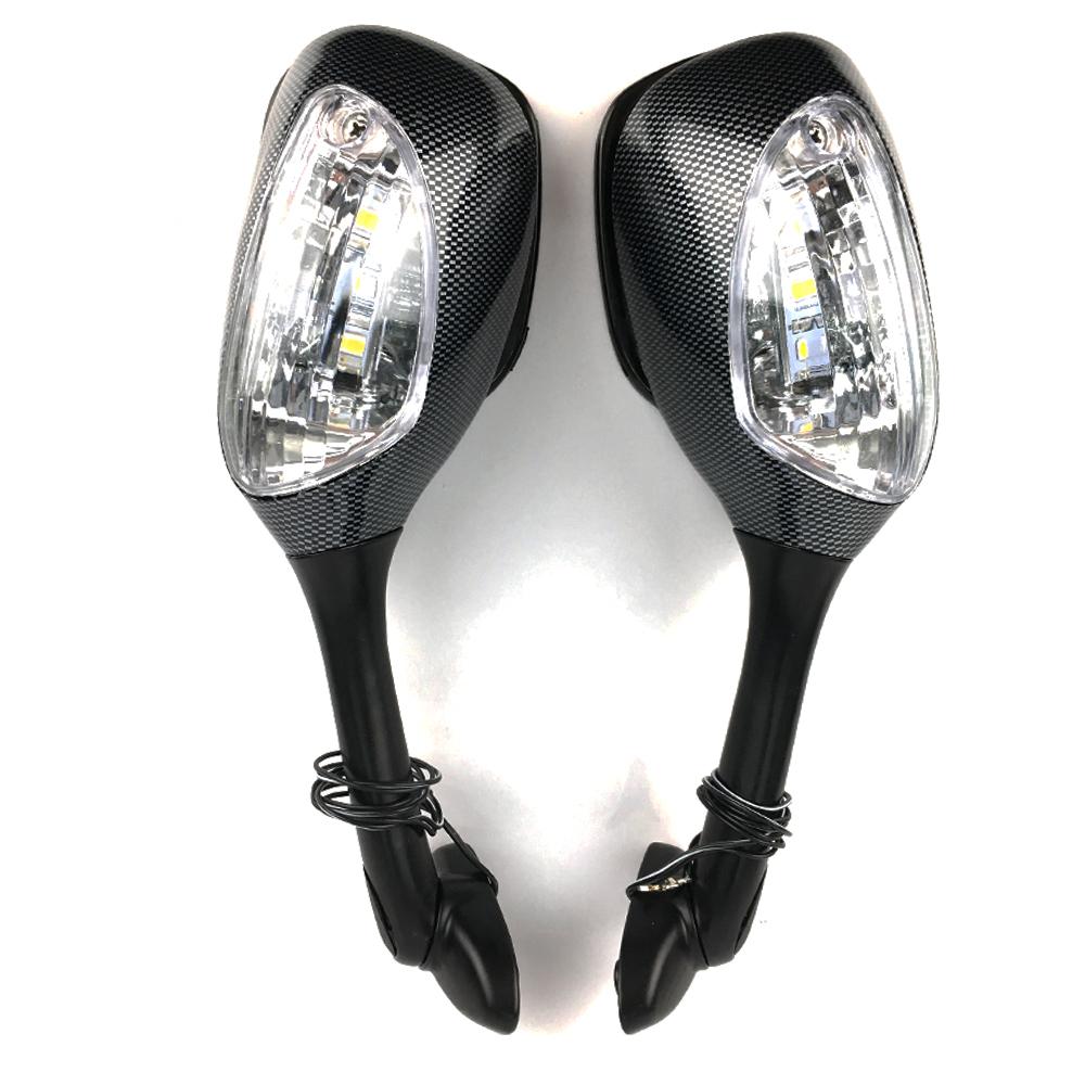 For Suzuki GSXR 600 750 1000 2005 2006 2007 2008 2009-10 K6 K7 K8 Motorcycle Rearview Side Mirrors LED Turn Signal Light Mirror