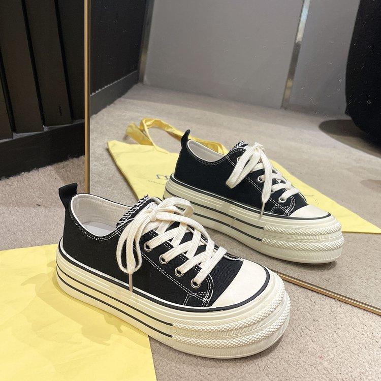 Ziyan платформа парусиновые туфли женские весна 2025 новые туфли на платформе детские черные нишевые маффины повседневные кеды