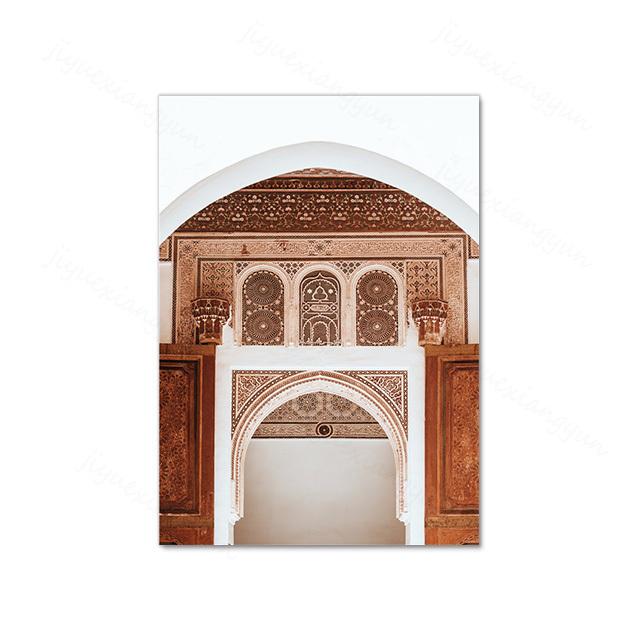 Современная исламская архитектура, марокканская мечеть Аллаха Мухаммеда, цитата, плакат, настенная художественная дверь, печать на холсте, живопись, домашний декор