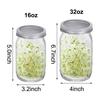 Кухонный проращиватель семян с широким горлом, 16/32 унции, банки Мейсона для проращивания с сетчатыми крышками