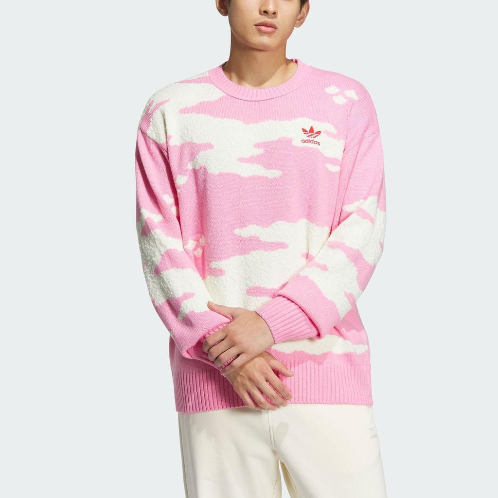 adidas Originals Feifei Ruan Collaboration Fw23 Свитер с графическим рисунком на груди и логотипом, топы унисекс, розовый JE9188