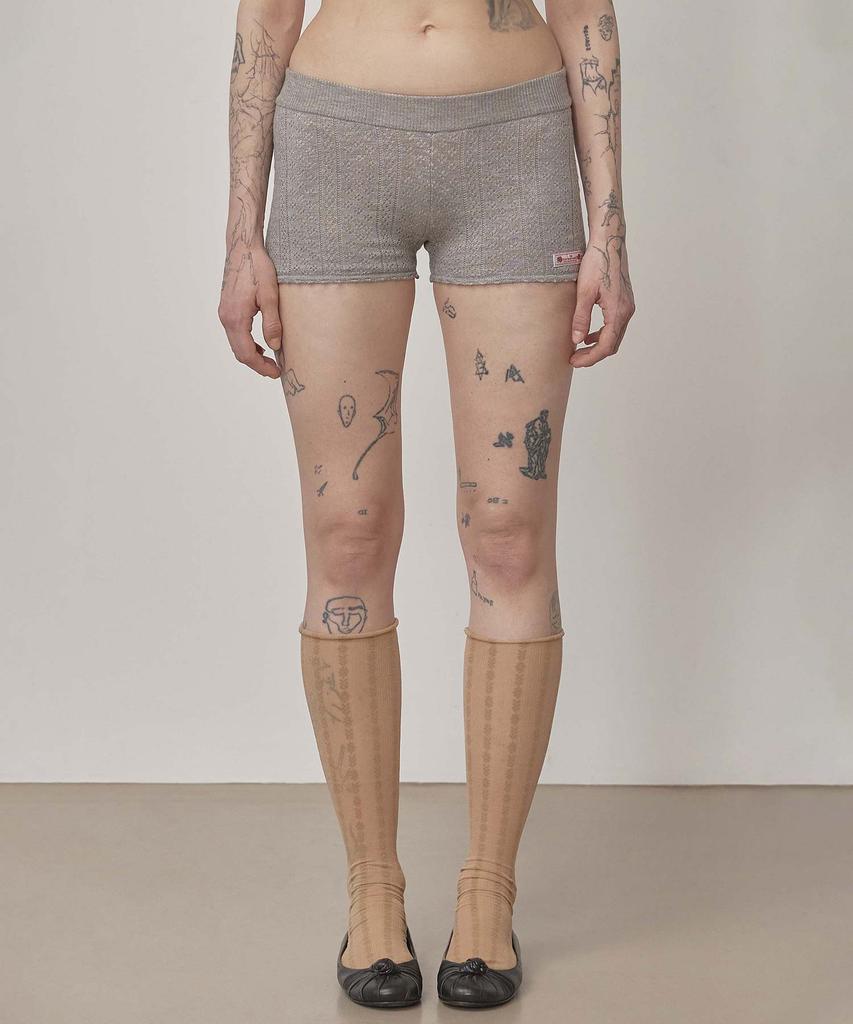SCULPTOR Eyelet Knit Shorts Melange Gray
