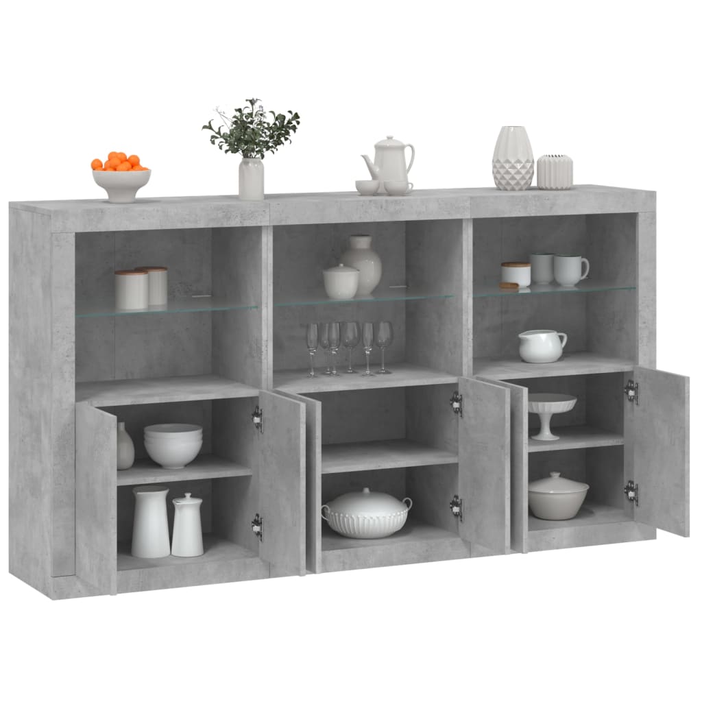 Vidaxl Шкаф со светодиодной подсветкой, цвет бетона, 181,5X37X100 см