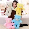 Led Light-up Teddy Bear Plush Toy With Bow Tie Design Long-haired Colorful Flashing Lights