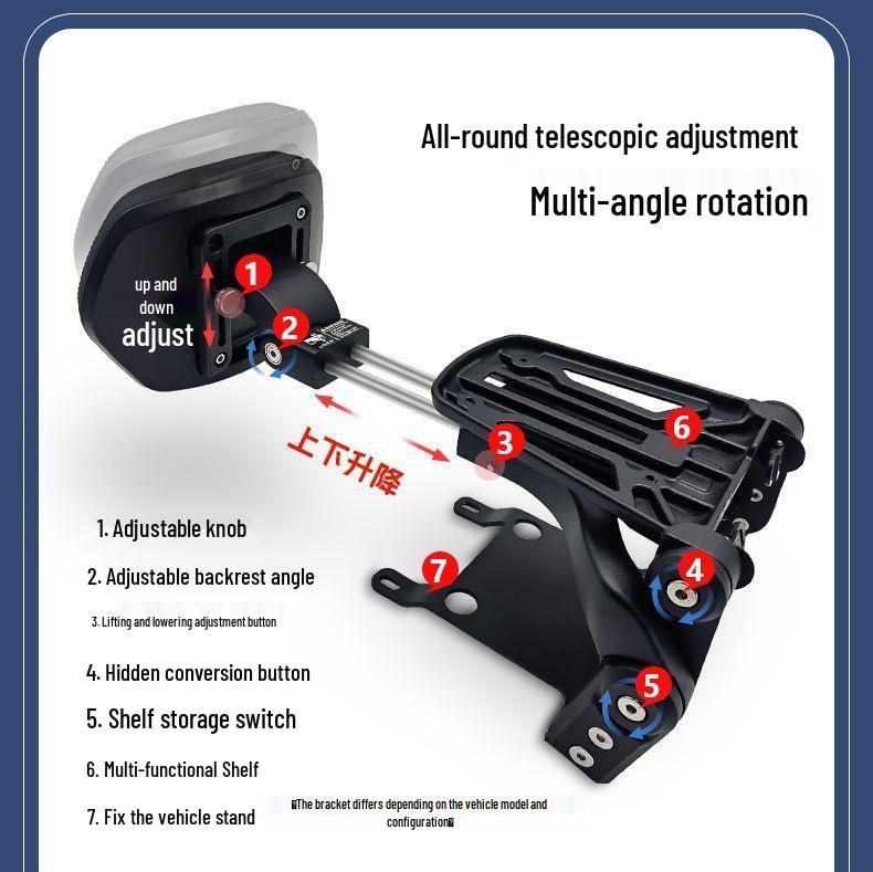 CU530 Adjustable Folding Backrest, Quick-Release Saddlebag Support, Rear Luggage Rack, Gear Lever, and Widened Pedal