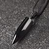 Black Obsidian Natural Stone Pendant Crystal Pillar Necklace Lucky Evil Spirits Transport Jewelry