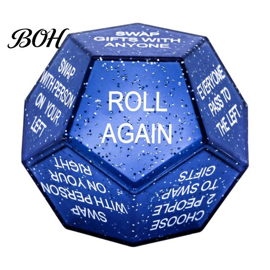Holiday Gift Exchange Dice Santa Swap Dice, Christmas Stocking Stuffers White Elephant Glitter Multi-sides Game for Present Party Durable Plastic