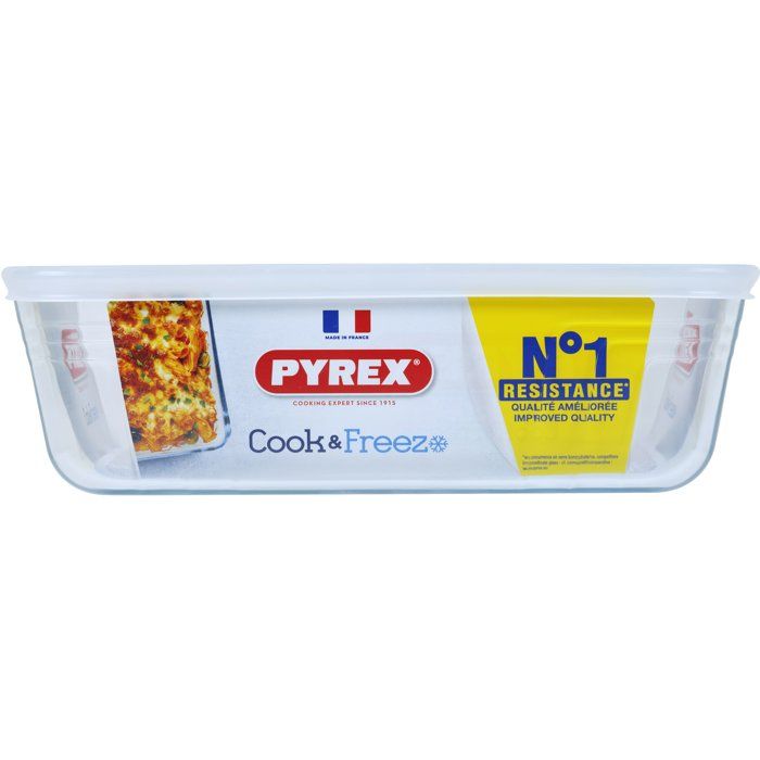 Boîte de conservation rectangulaire - PYREX - 1451006 - Couvercle en plastique - Verre borosilicate - 24 x 19 cm