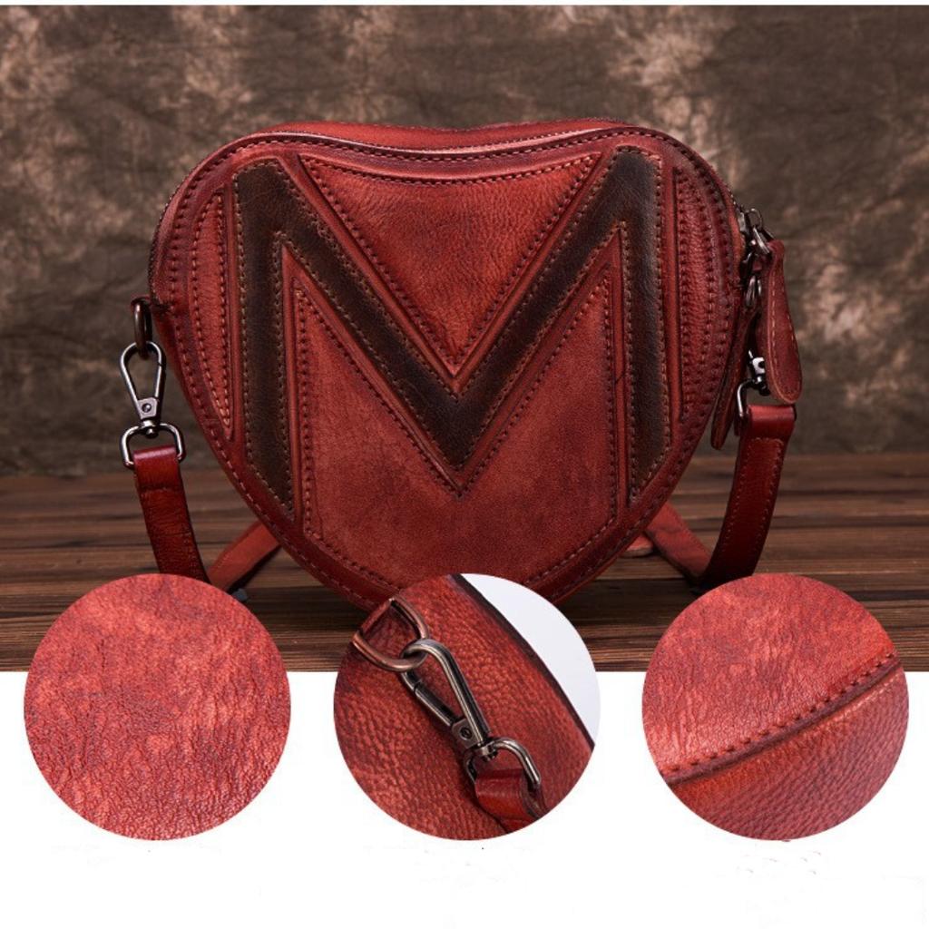 Сумочка Креативная сумка через плечо в форме сердца Ретро М слово круглая сумка ручной работы