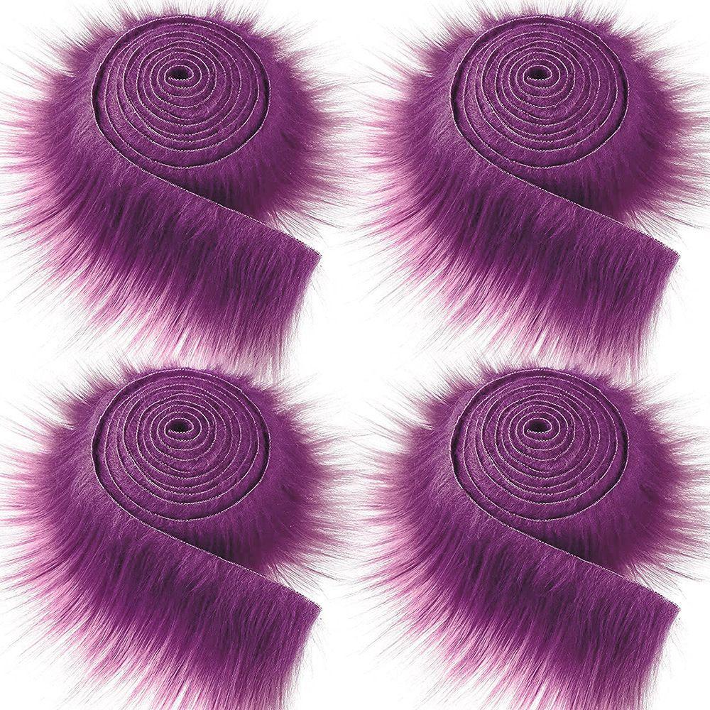 Muiltcolor Long Plush Fur Trim Fabric Roll Stripe Faux Fur Ribbon Tapes Winter Costume Soft DIY Crafts Home Decoration Gift