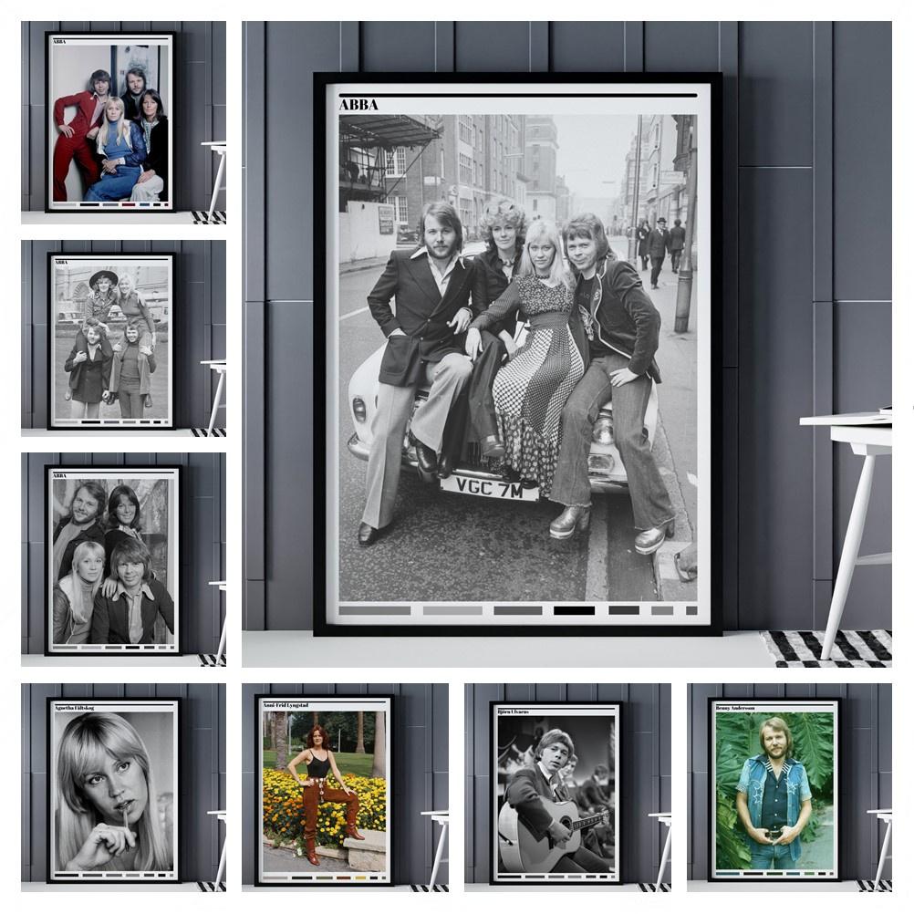 Плакат Abba, шведский поп-член Abba, черно-белый холст, живопись, постеры, декоративные фрески, настенное искусство, декор комнаты, эстетика