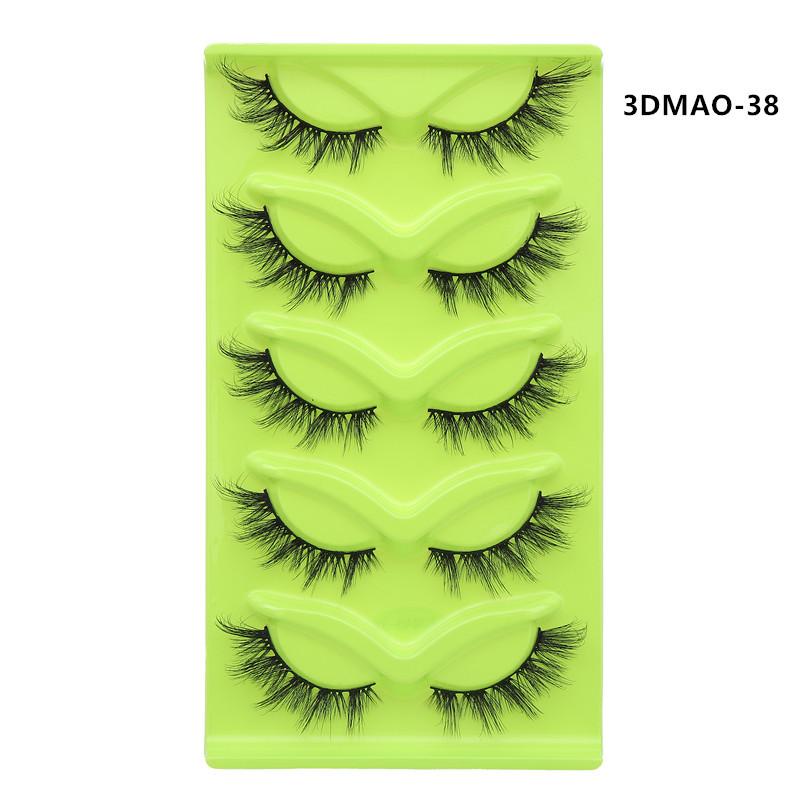 XF 5 Pairs Fox Eye Lashes 3D Silk Fluffy Faux Mink False Cat Eyelashes Custom Packaging Box with Private logo