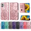 PU Leather Protective Case Emboss Sunflower Folio Magnetic Card Slots Holder Kickstand Wrist Strap Flip Case for Moto G Stylus/G Power/E13/G73/G72/G62