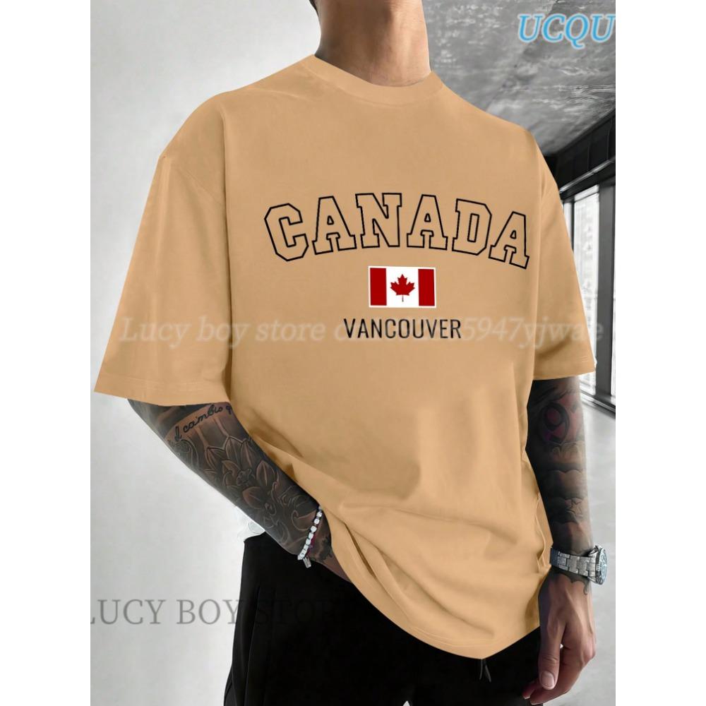 NEW IN Mens CANADA  Flag Printed Short Sleeve T Shirt Man O-Neck Sportwear  Racing Football Tee Vintage Casual Tops Men Clothes