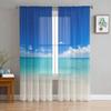 Ocean Beach Landscape Sheer Window Curtains for Living Room Bedroom Girls Room Decoration Tulle Curtains