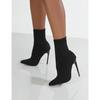 Large Size Women's Knitted Elastic Boots Medium Tube Super High Heel Short Boots Pointed Toe Thin Heels Slip-On Sexy Women Shoes