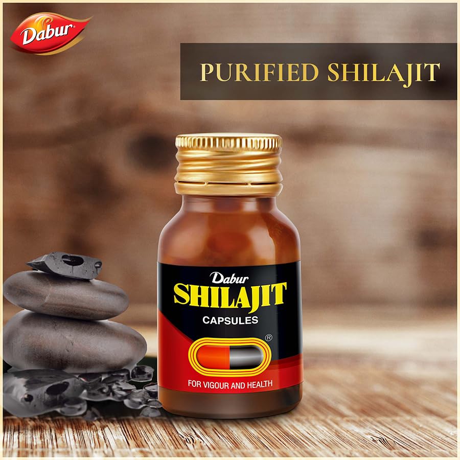 Dabur Shilajit Ayurvedic Capsules Pure Shilajit Capsules for Strength Stamina Vigour Immunity Support 30 Capsules