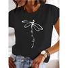 Women's Short-sleeved Explosive Insect Butterfly Dragonfly Print Round Neck T-shirt Women Clothes Summer T Shirt Harajuku