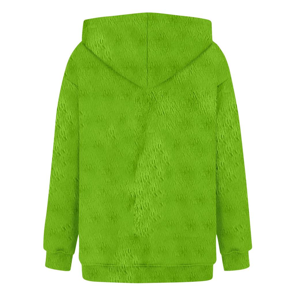 Women's Hooded Long Sleeve Christmas Printed Flannel Top Hooded Sweatshirt