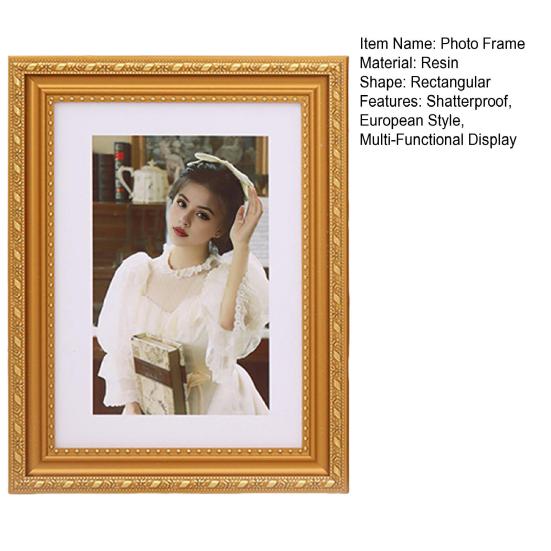 Винтажная фоторамка в европейском стиле, фоторамка с задним крючком, небьющаяся настольная фоторамка для домашнего офиса, декор