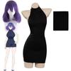 New Anime Vermeil In Gold Cosplay Vermeil Wig Dress Women Girs Black Sexy Halter Neck Backless Pullover Sleeveless Bodycon