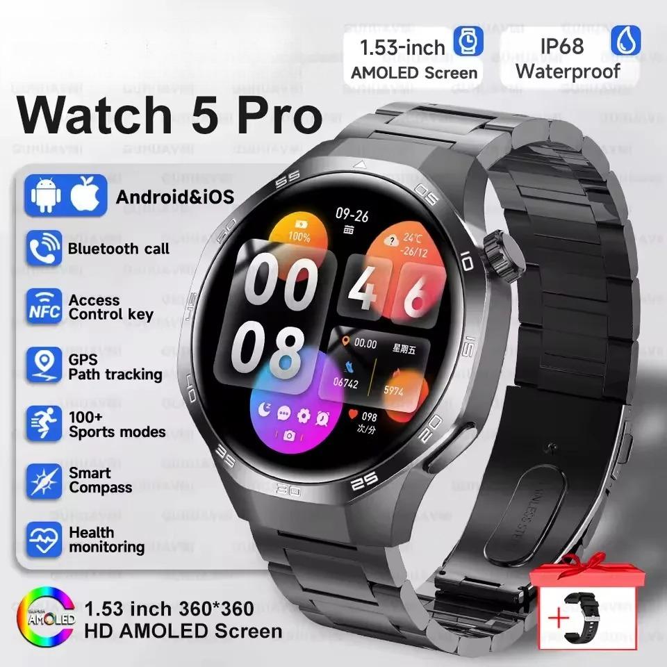 2026 Новые Bluetooth-звонки Умные часы Мужские 1,53 дюйма AMOLED HD Большой экран Пульс NFC IP68 Водонепроницаемые Мониторинг Спорт Беспроводная зарядка
