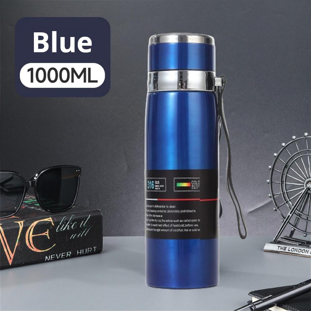 Термокружка из нержавеющей стали, дорожная кружка для путешествий в автомобиле, большая емкость, термос, двухслойная бутылка для воды из нержавеющей стали 1000 мл