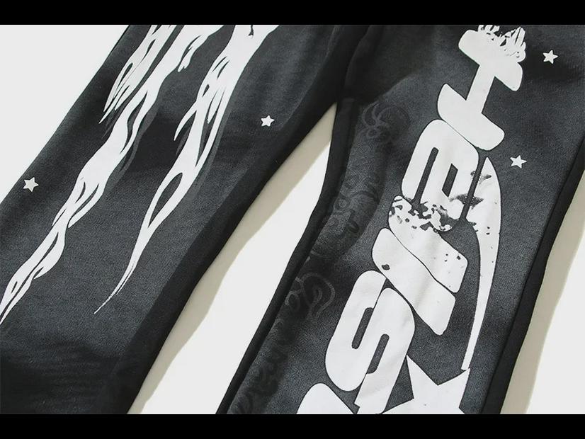 Спортивные брюки-клеш с принтом American Retro Star Grey Mud - унисекс