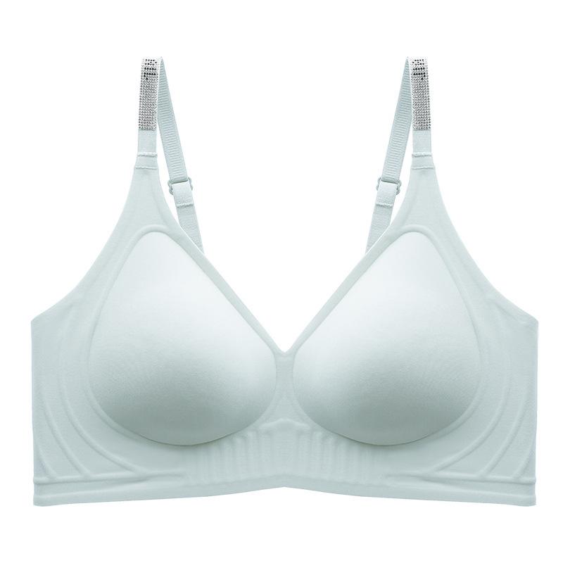 Letter shoulder strap underwear simple anti-sagging small chest gathering underwear adjustment type sexy bra seamless
