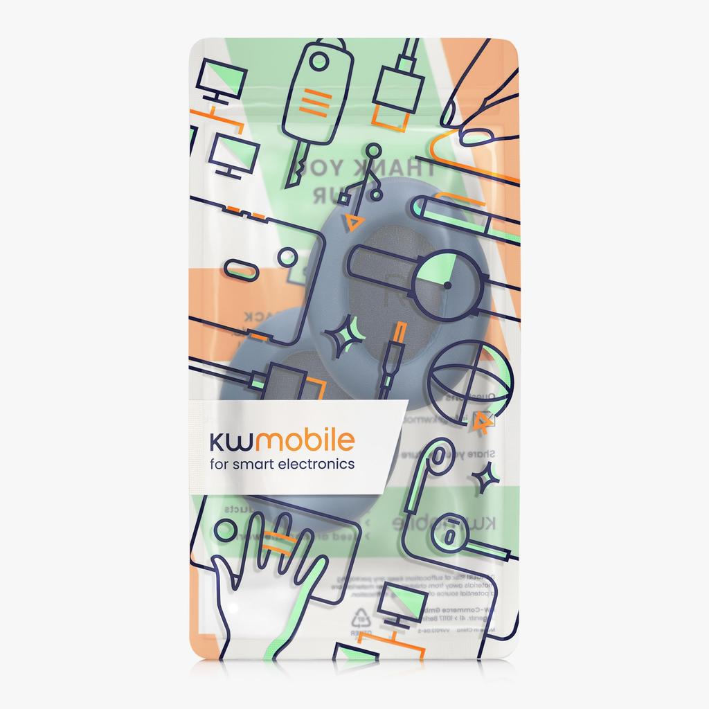 kwmobile 2x Headphone Cover 1More Compatible with SE Replacement Ear Pads Cushion PU Leather Navy Blue SonoFlow/SonoFlow -