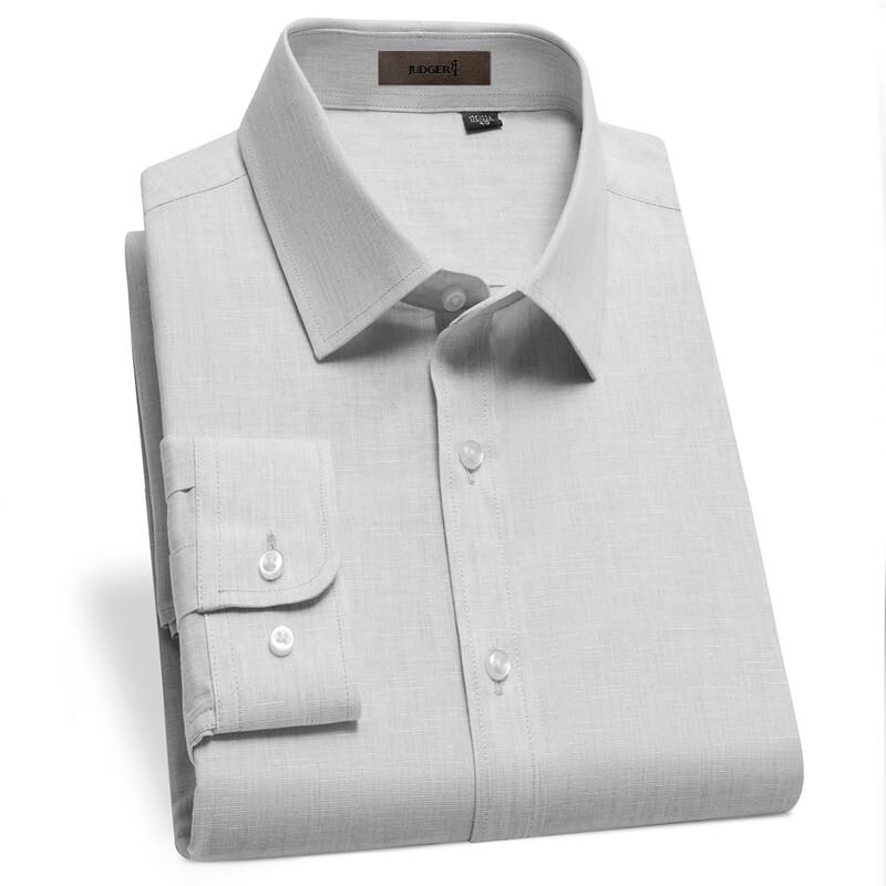 Мужская рубашка Zhuangji из смесовой льняной ткани в стиле business casual