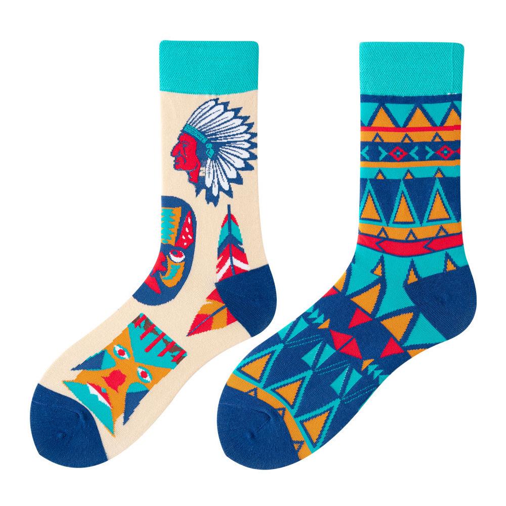 SMLSOX Летние асимметричные носки до середины икры с утками-мандаринками для пары, красочные рождественские хлопковые модные носки