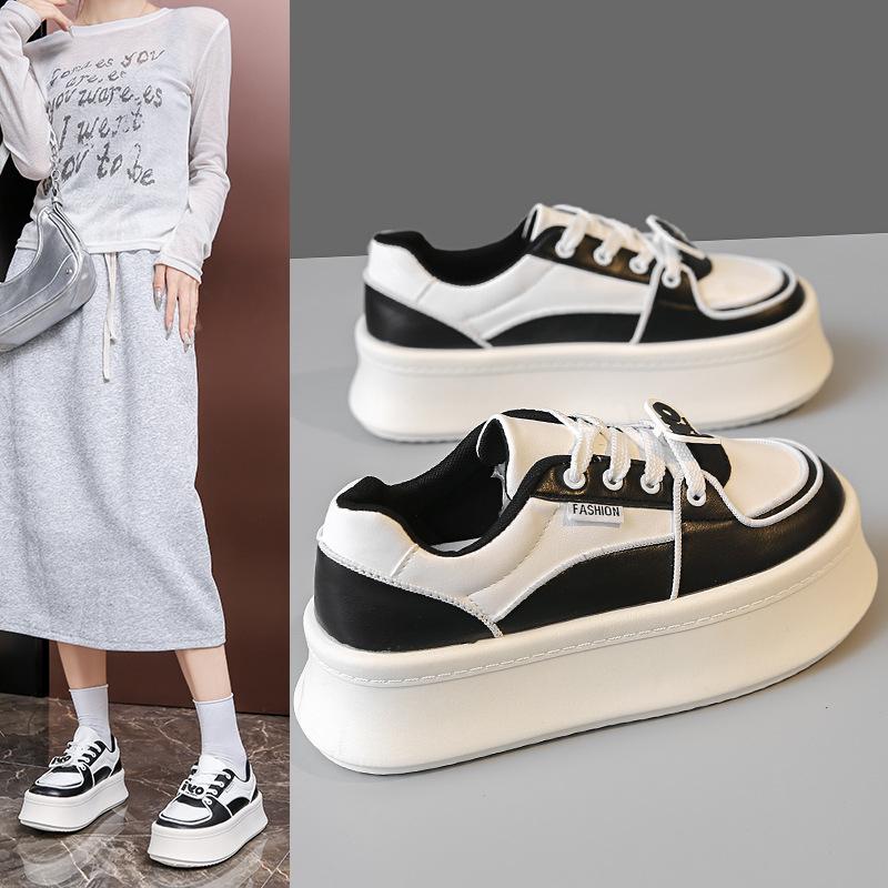 Muffin Platform White Shoes Women's Versatile Niche Board Shoes New Spring and Autumn Heightening Casual Sports Shoes