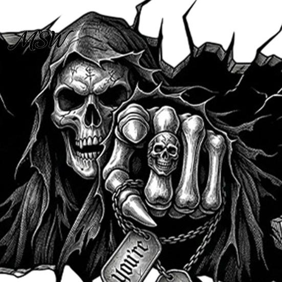 Horror Theme Party Supplies Grim Reaper Wall Sticker, 3D Breaking Through Art Decal, Skull Sticker Scary Mural for Home Bar Pub Halloween Decal