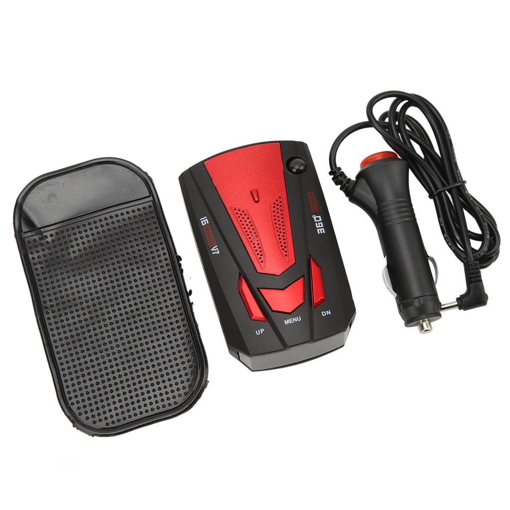 Автомобильный радар-детектор Защита 360 градусов Предупреждение о скорости 16 диапазонов Электронный детектор-собака Спидометр Тестер скорости Красный