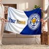 Leicester City Personalized Fleece Blanket With Football Logo, Custom Name Text Soft Warm Home Throw Blanket