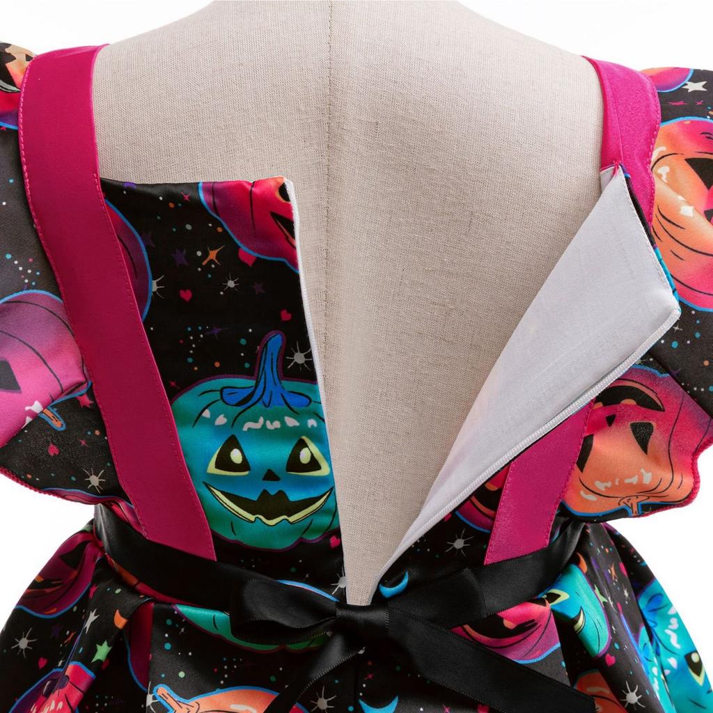 Halloween Girls Dress Printed Dress Witch Role Play Cosplay Costume Masquerade Costume