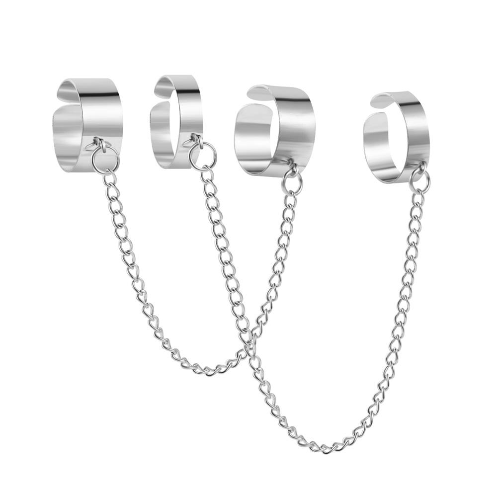 Набор колец в стиле панк с металлической цепочкой, унисекс, хип-хоп, простое открытие, регулируемое широкое кольцо, уличная мода, ювелирные изделия