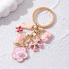 Keychain Pendant with Faux Pearl Embellishment Enamel Heart Bowknot Flower Charm Key Chain Decorative Accessory